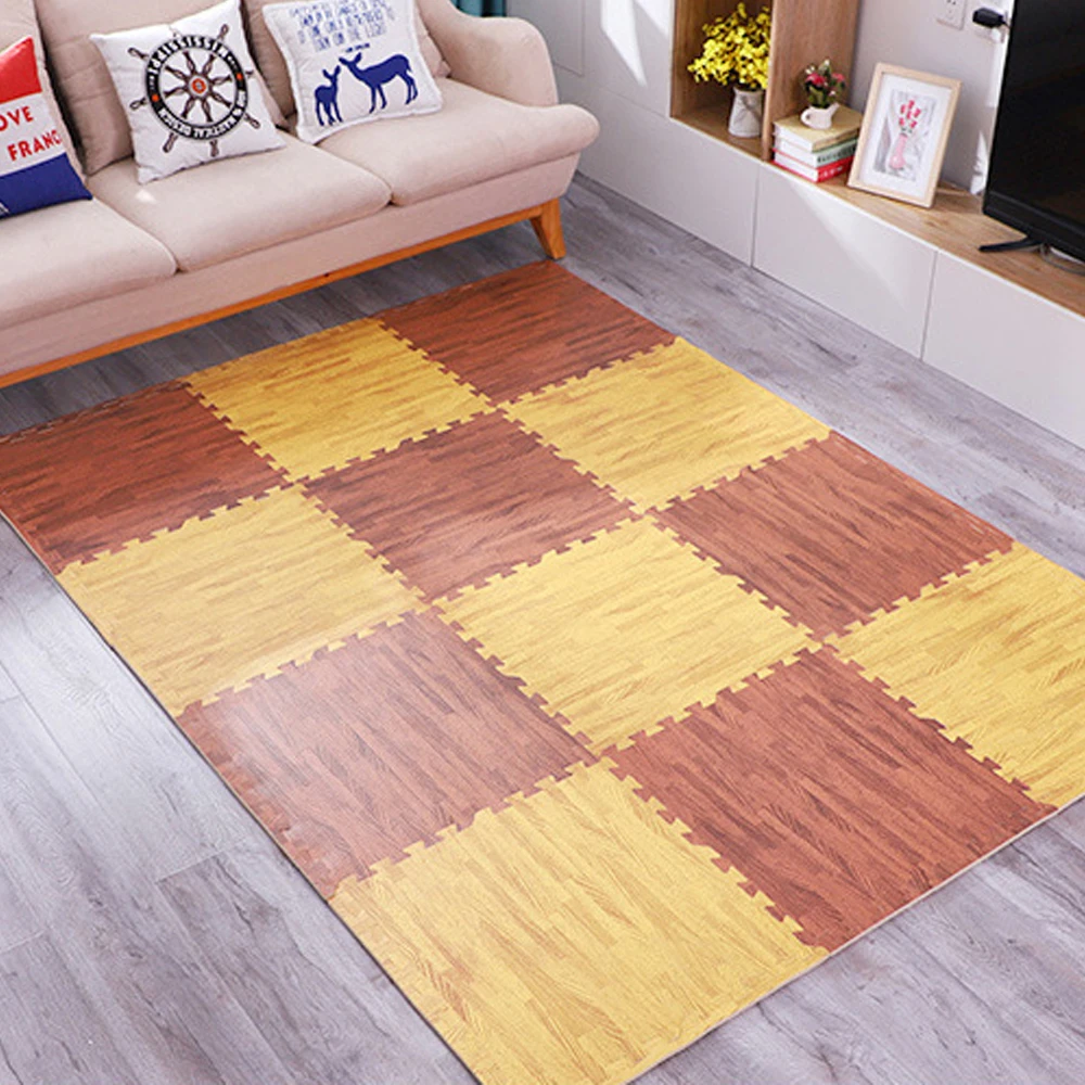 Wooden Color Baby Floor Mat Soft EVA Foam Puzzle Mat For Kids Children Crawling Rug Cushion Gym Mat Flooring Home Decoration