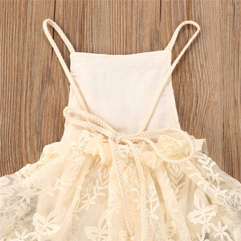 Summer Newborn Baby Girls Clothes Sleeveless Lace Crochet Flower Halter Neck Backless Romper Jumpsuits One-piece Outfit Sunsuit