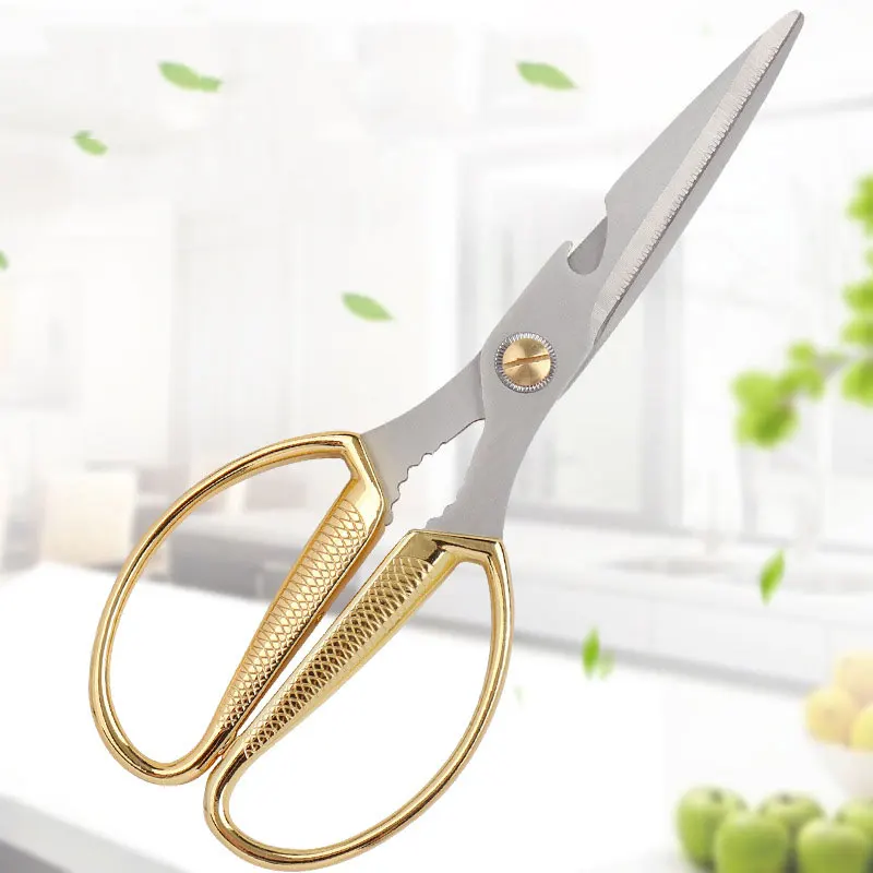 

Dropship Zinc Alloy Plating Handle Chicken Bone Scissors 3CR13 Stainless Steel Multi-function Kitchen Shear With Bottle Opener