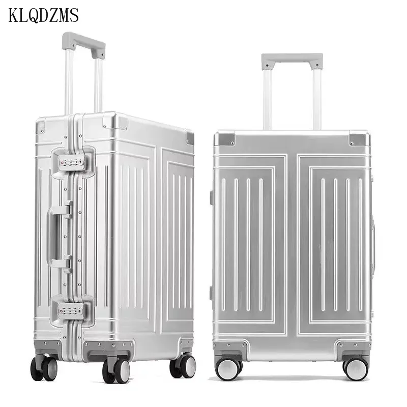 KLQDZMS New Luggage 20 Inches Business Boarding Box 29 "all Aluminum Magnesium Alloy Trolley Case 24 "26 with Rolling Suitcase