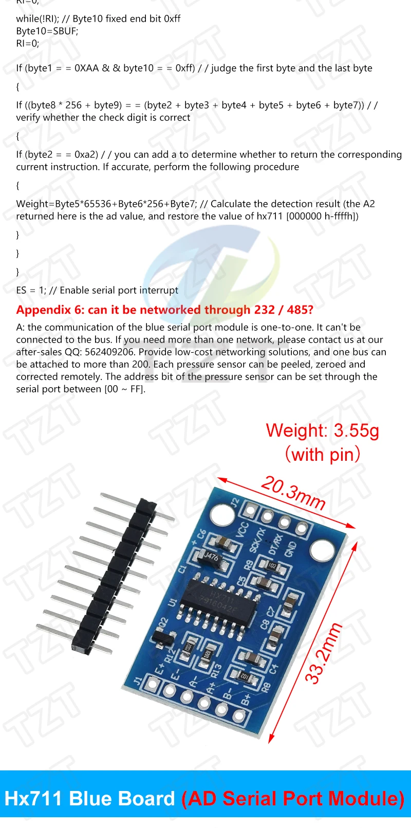 TZT HX711 AD Gewichtsmodul 1 kg 2 kg 3 kg 5 kg 10 kg 100 g Wägezellenmodul Wägedrucksensor Messwerkzeuge – Detail 21
