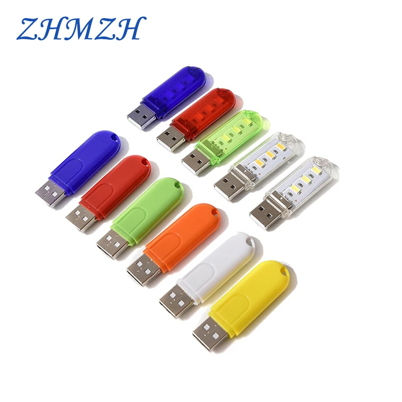 Portable U Disk LED Lamp 3LEDs 1.5W Reading Lamps USB Night Lights Mini Book Light DC 5V Power Bank Powered 12 colors