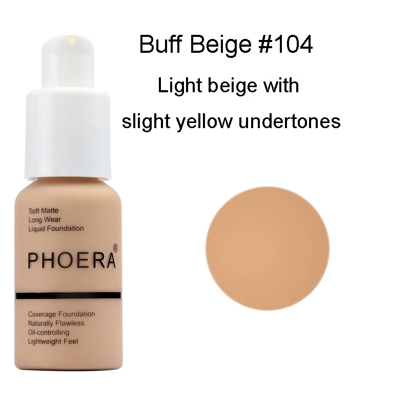 PHOERA Flüssige Foundation Concealer Full Coverage Basis Make-Up Matte Erhellen Langlebige Gesicht Foundation Kosmetik TSLM1