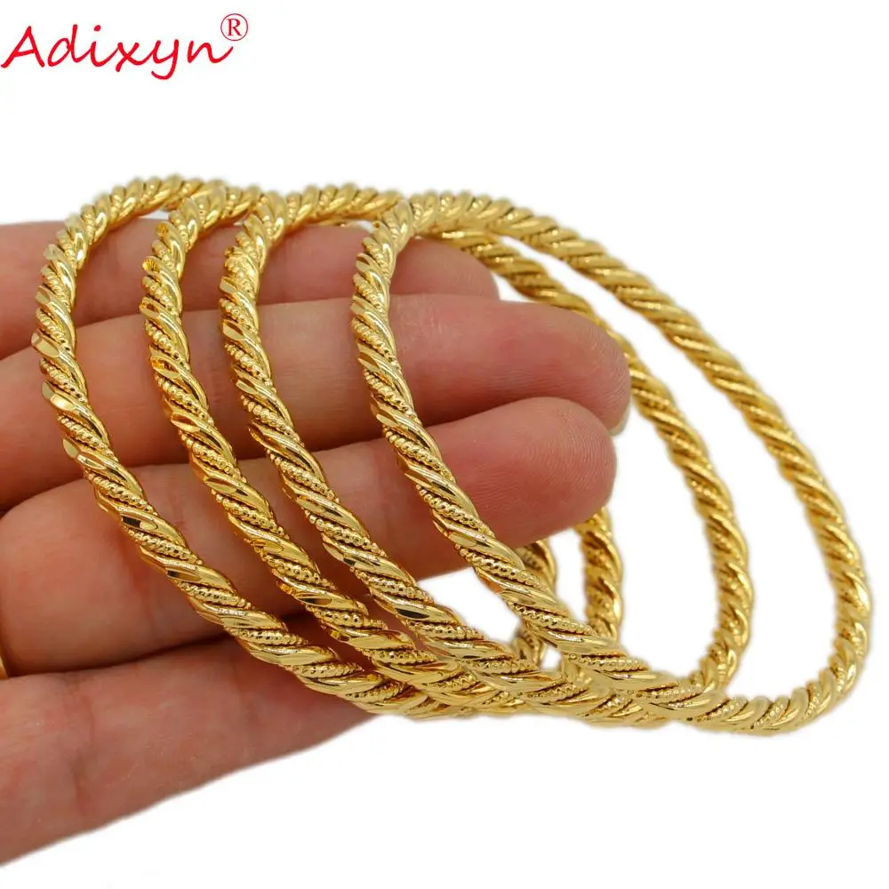 

Adixyn Fashion Luxury Twisted Bangle Gold Color Bangle Bracelet Jewelry Ethiopian African Dubai Lady Party Wedding Gifts N071038