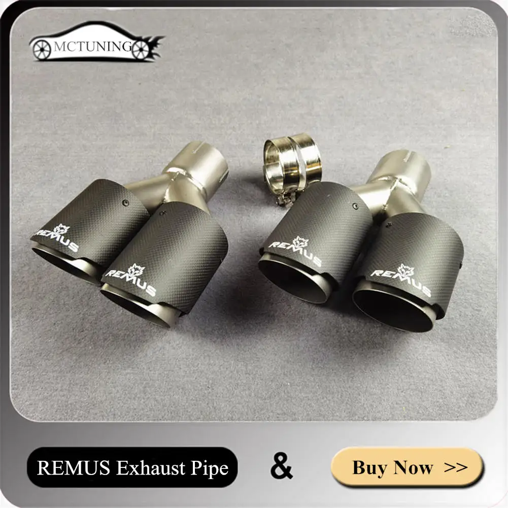 

1 Pair Matte Black Y Model For Remus Exhaust Pipe Muffler Tips Carbon Fiber Stainless Steel Dual Outlet Tails Throat Rear Nozzle