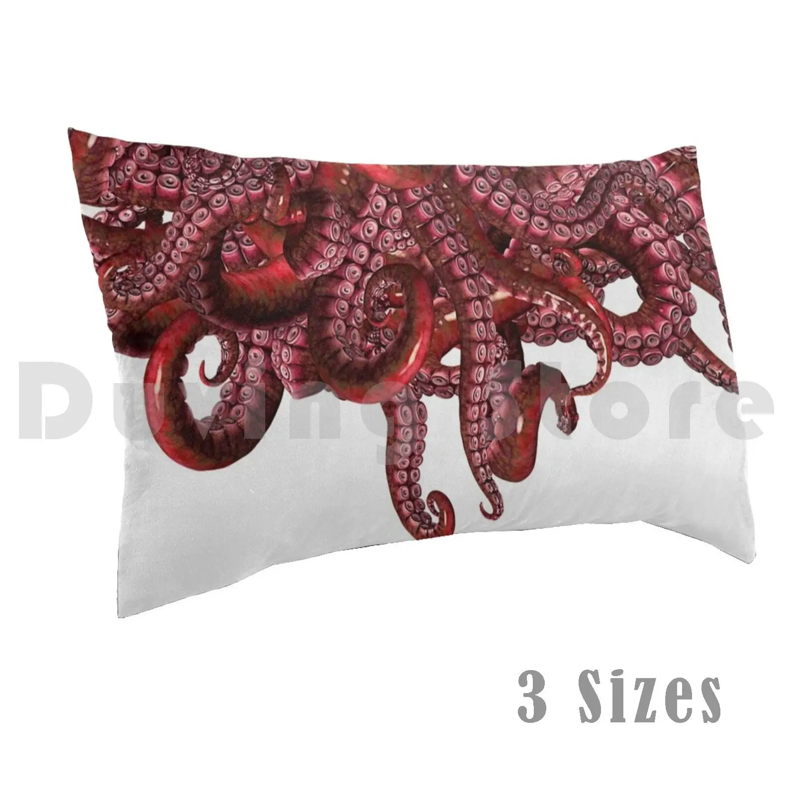 Suckers In Red Pillow Case 20*30 Inch Tentacle Worm Tentacles Worms Octopus Squid Cuttlefish