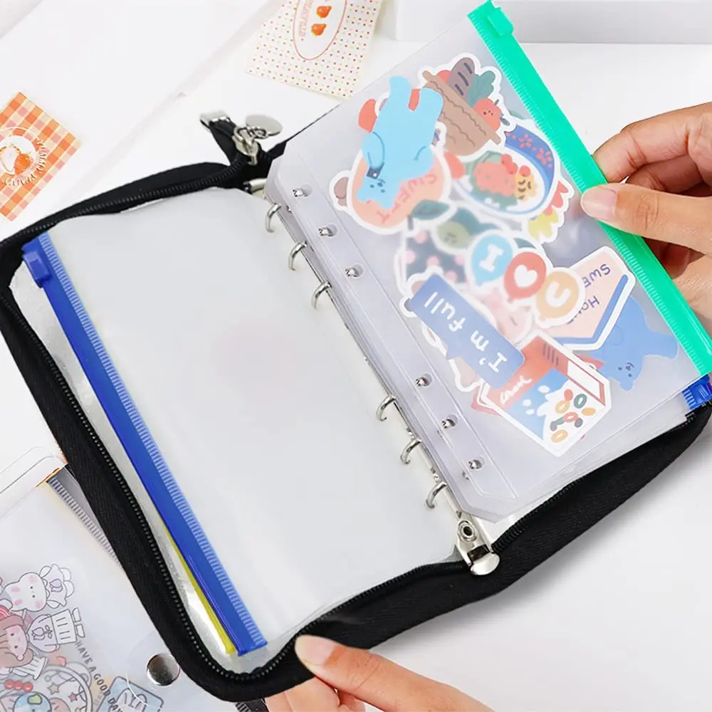13 Pieces A6 Binder PVC Notebook Cover  Budget Envelopes System Planner Organizer with12 Pcs Colorful Binder Zipper Pockets