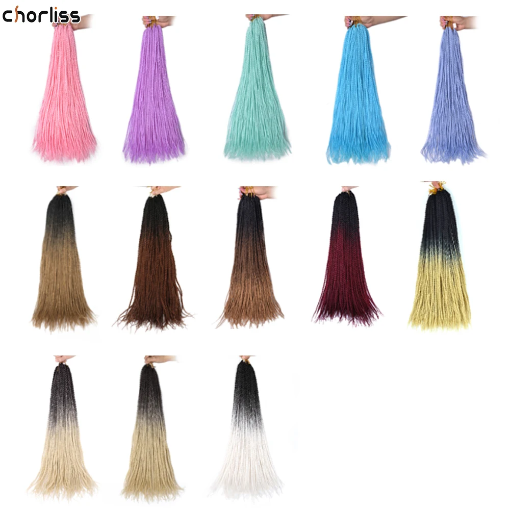 Trenzas sintéticas para trenzas africanas, cabello sintético de 24 pulgadas, color rosa arcoíris, 30 raíces, ombré