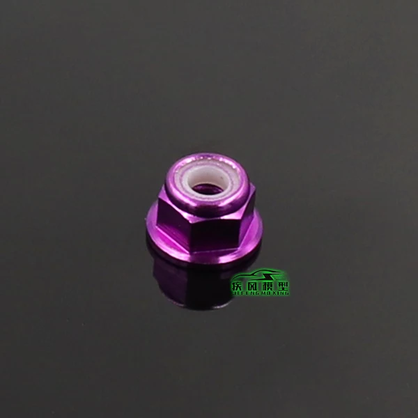 10pcs M3/M4 Aluminum Alloy Flange Nylon Insert Lock Nut Self-locking Nut With Anti-skid Rubber Ring For Rc Car Scx10 Traxxas Rgt