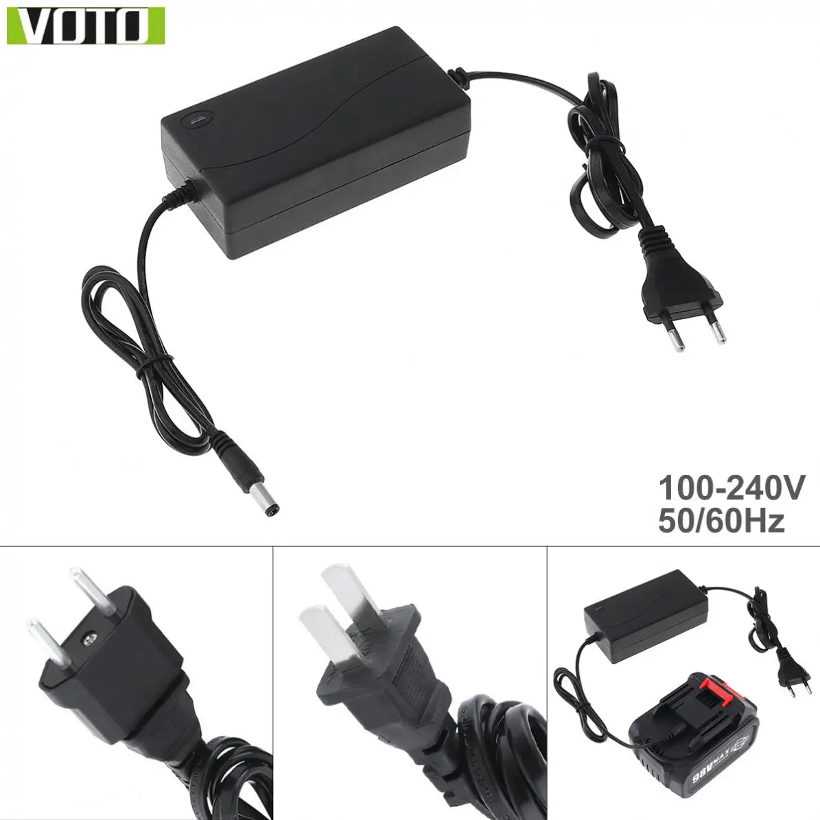 Electric Drill Chargers 180cm Universal Power Adapter of Lithium Impact Electric Wrench Support 110V / 220V Power Source