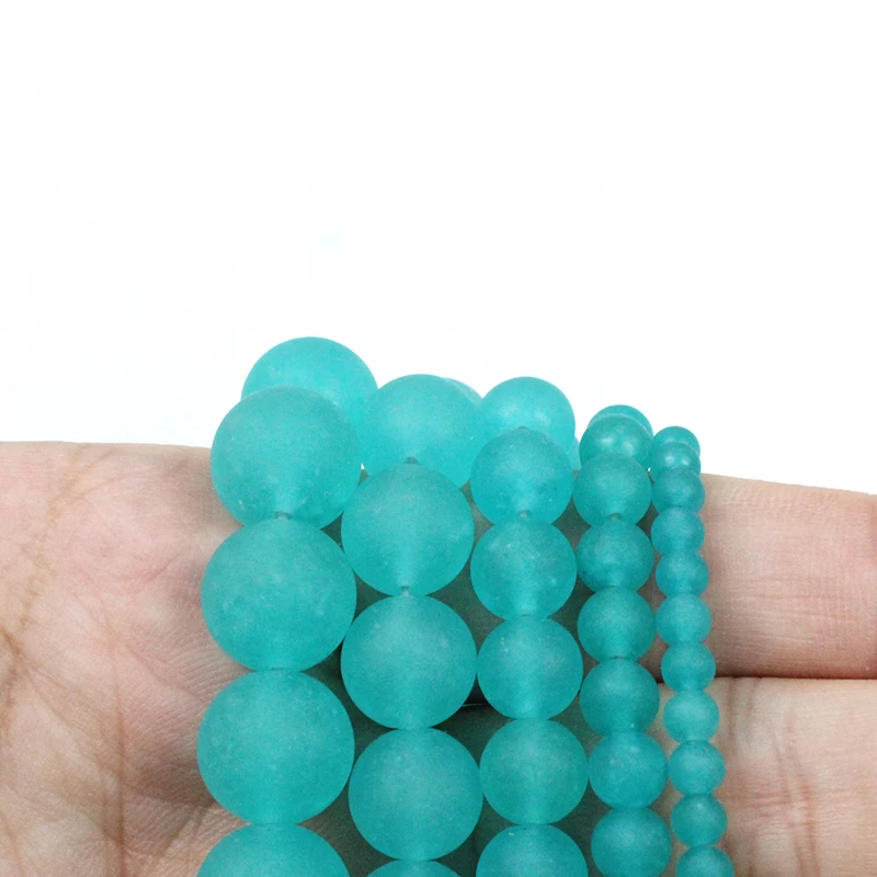 Natural Matte  Green Chalcedony Stone  Round Loose Spacer Beads 4 6 8 10 12mm Pick Size for Jewelry Making DIY Bracelet Necklace