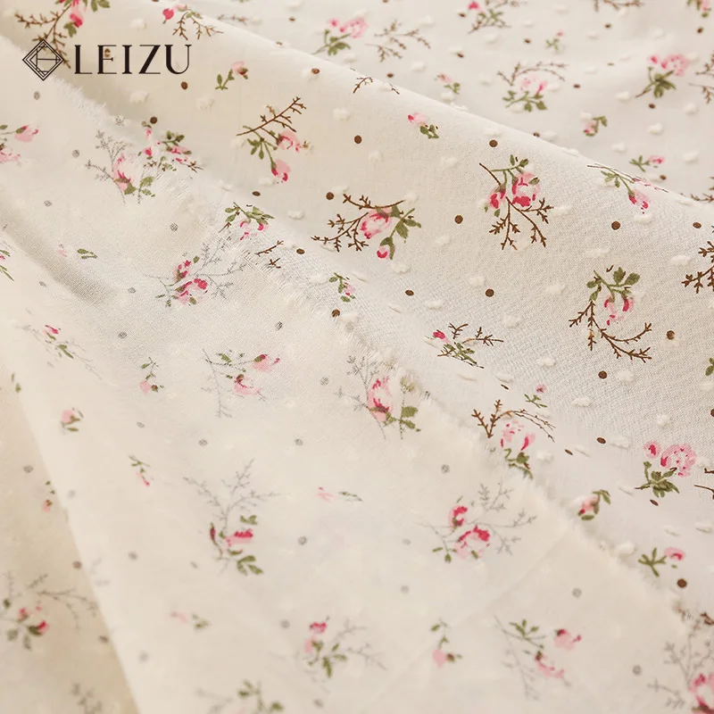 Summer Children\'s Clothes Fabric Thin And Soft Cotton Jacquard Fabric Floral Print By Half Yard TJ3468