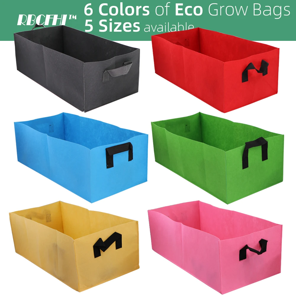 RBCFHI 6 Colors 6 Sizes 1MM Thickness Square Fabric Grow Bags Economic Pots with Handles Garden Planting Containers for Flowers