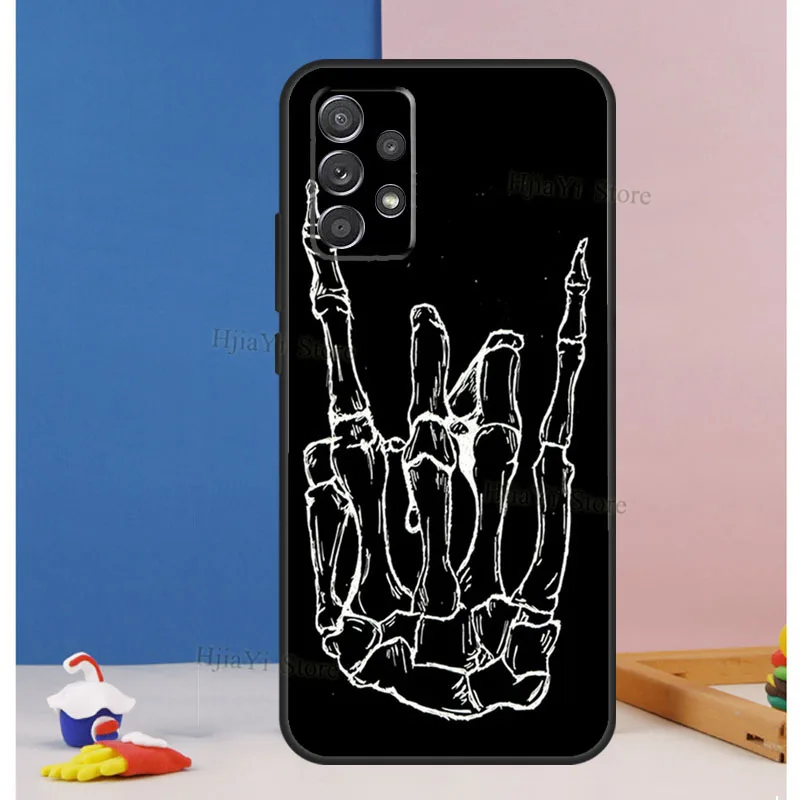 Rock Roll Skull Skeleton hands For Samsung Galaxy A52 A72 A32 A12 A10 A40 A50 A70 A21S A20e A11 A31 A41 A51 A71 Phone Cover