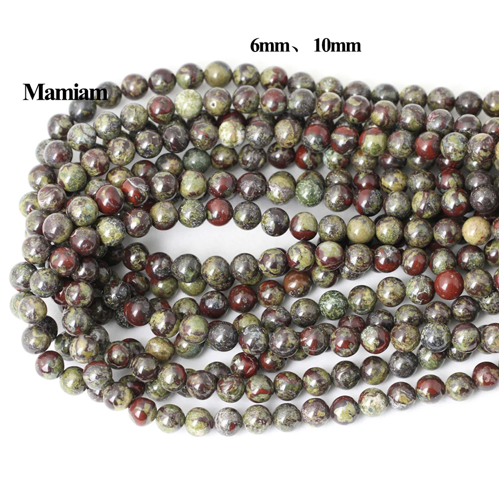Mamiam Natural Gragon Blood Jasper Beads 6-10mm Smooth Round Loose Stone Diy Bracelet Necklace  Jewelry Making Gemstone Design