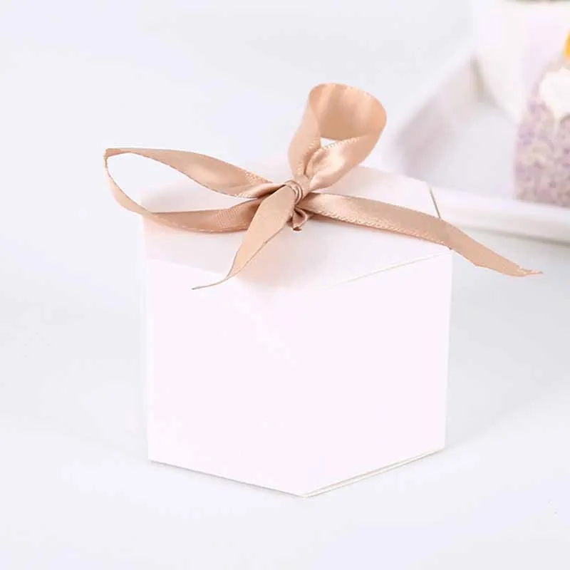 50pcs Blank Kraft Paper Hexagon Cardboard Candy Box DIY Biscuit Favor Gifts Boxes Baby Shower Birthday Wedding Christmas Party