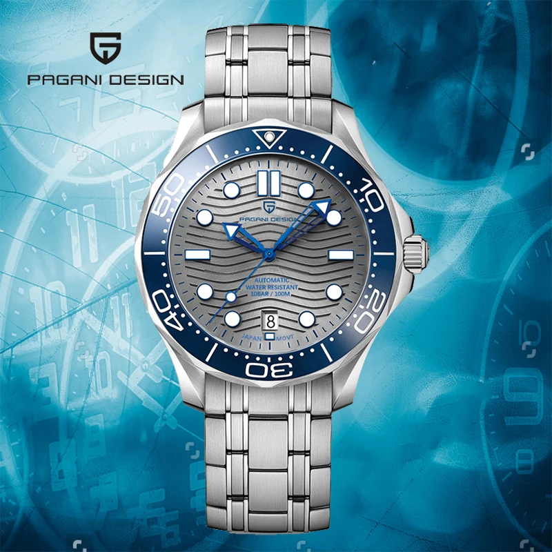 PAGANI DESIGN 2023 New Top Luxury Diving Wave Mens Watches NH35A Mechanical Automatic Watch For Men Sapphire Luminous Waterproof