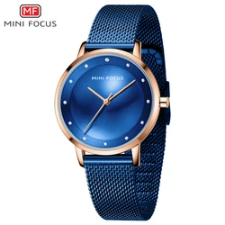 MINI FOCUS Women Watches 2020 Luxury Top Brand Waterproof Quartz Watch Ladies Woman Blue Stainless Steel Mesh Strap Wristwatch
