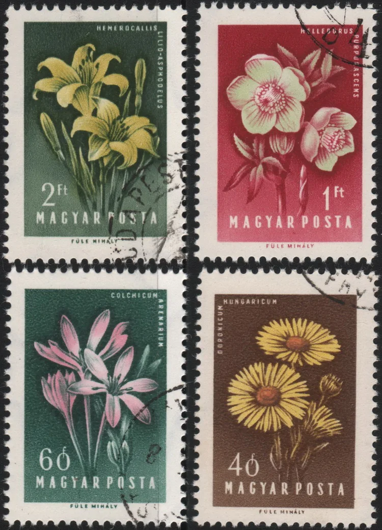 4Pcs/Set Hungary Post Stamps 1993 Flowers  Marked Postage Stamps for Collecting