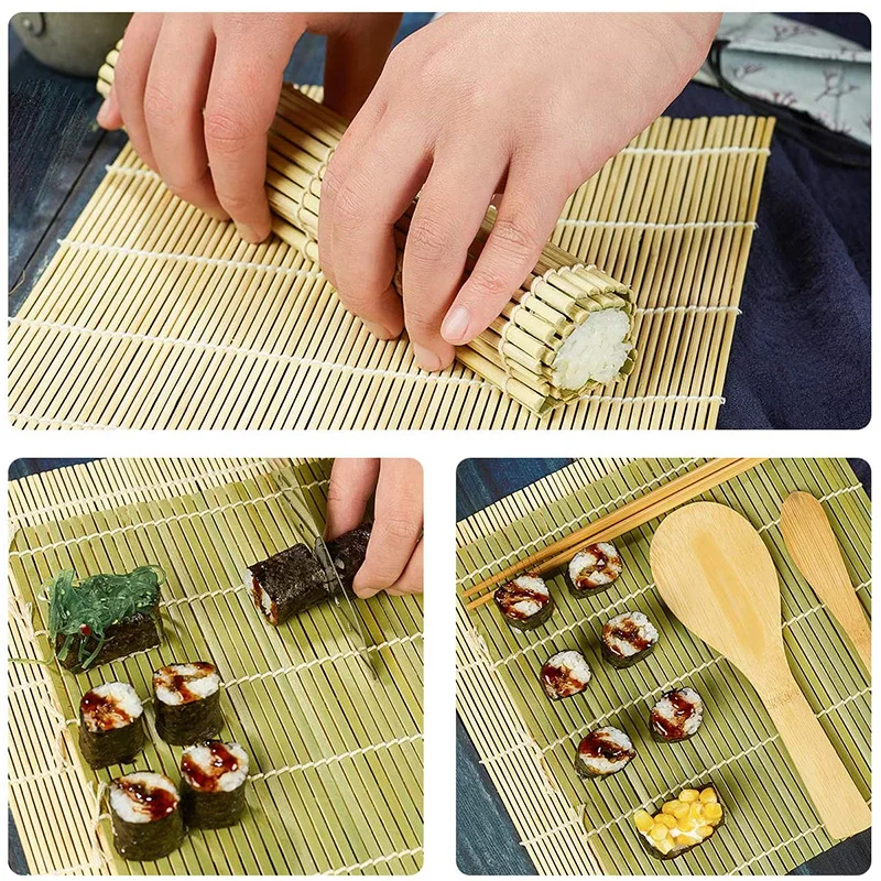 Sushi Roll Maker Set DIY Sushi Making Kitchen Supplies Multifunctional Mould Sushi Curtain Kitchen Tools Onigiri Roll Mold Kit