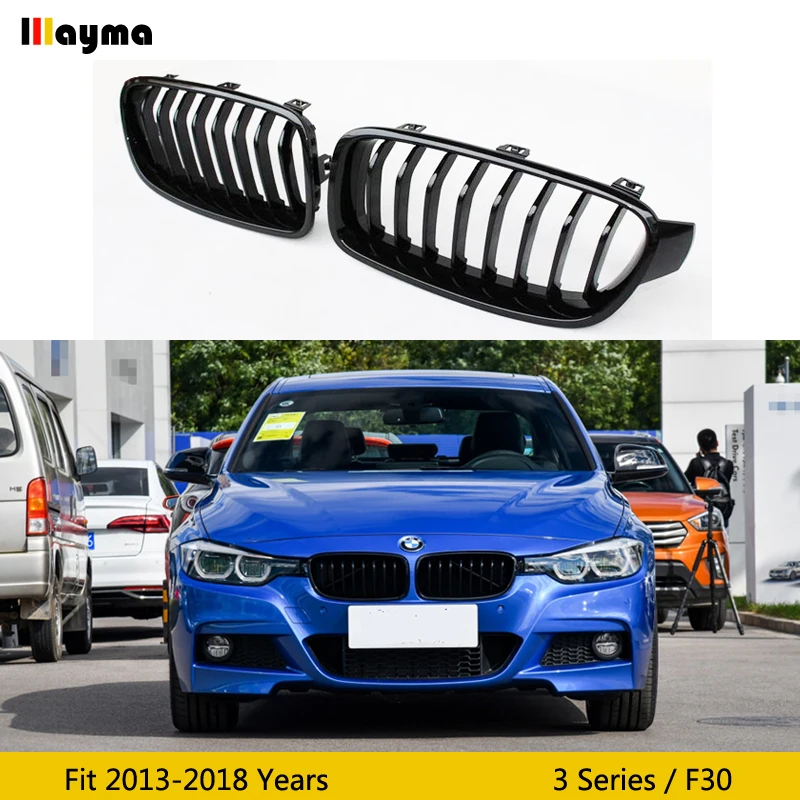 

Front bumper grilles For BMW 3 Series 316d 320i 325i 330i 335i 2013 - 2018 F30 ABS Glossy Black Front air intake grille 2pcs