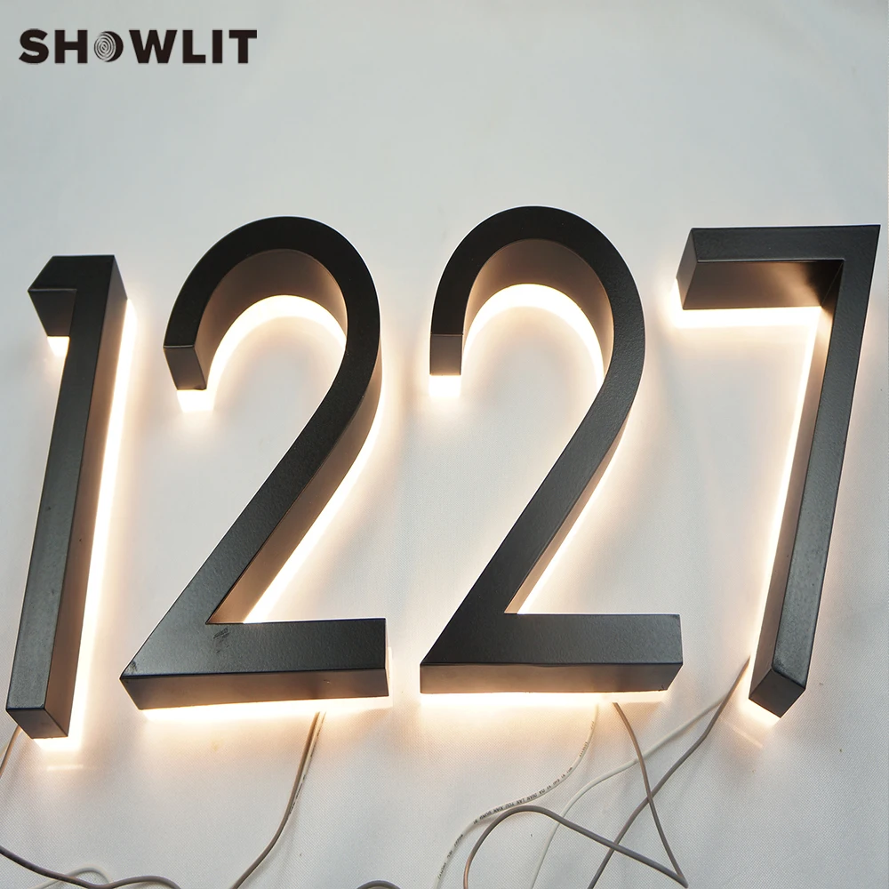 Black Door Number Stainless Steel Backlit Door Numbers