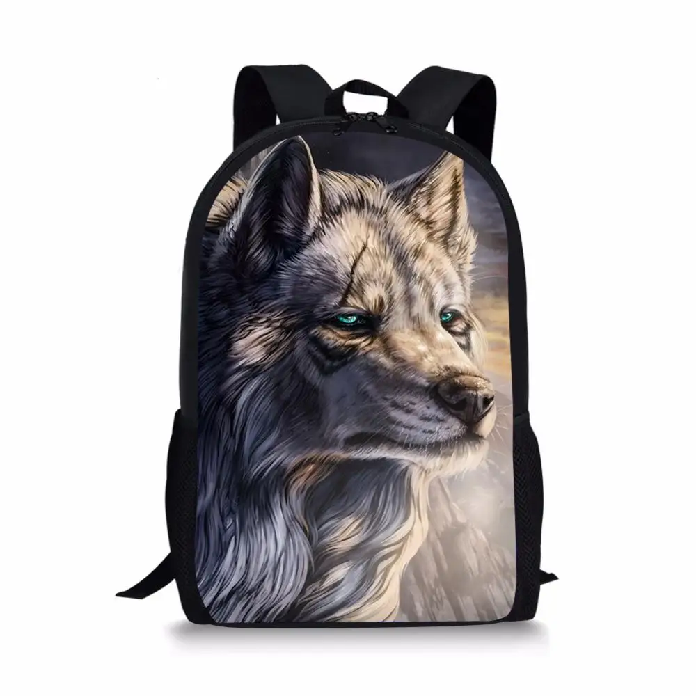 Elviswords Aangepaste Afbeelding Schooltassen Voor Jongens Cool Wolf Gedrukt Bagpack Mannen Teenagers School Rugzak Boek Tassen Mochila Escolar