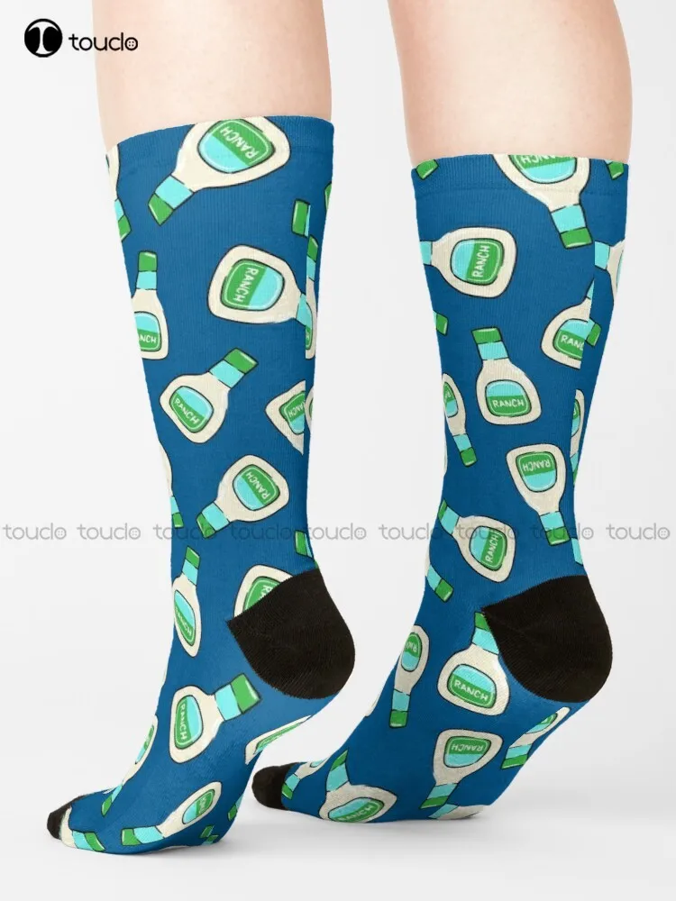 Ranch - Salad Dressing Bottle (Blue) Socks Cartoon Socks Personalized Custom Unisex Adult Teen Youth Socks 360° Digital Print