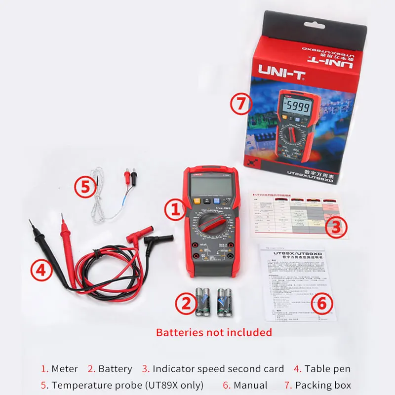 UNI-T UT89X UT89XD Professional Digital Multimeter True RMS NCV 20A Current AC DC Voltmeter Capacitance Resistance Tester