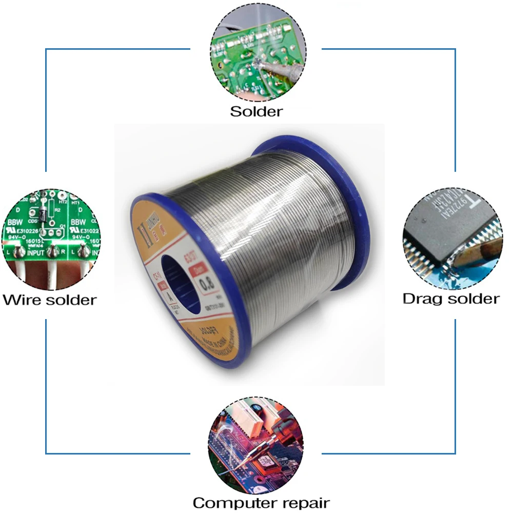 Imagem -02 - Rosin Core Fio de Solda para Reparação Elétrica Rosin Flux Tin Lead Repair ic 0.5 mm 0.6 mm 0.8 mm 1.0 mm 1.2 mm 1.5 mm 2.0 mm 500g 60 40 2