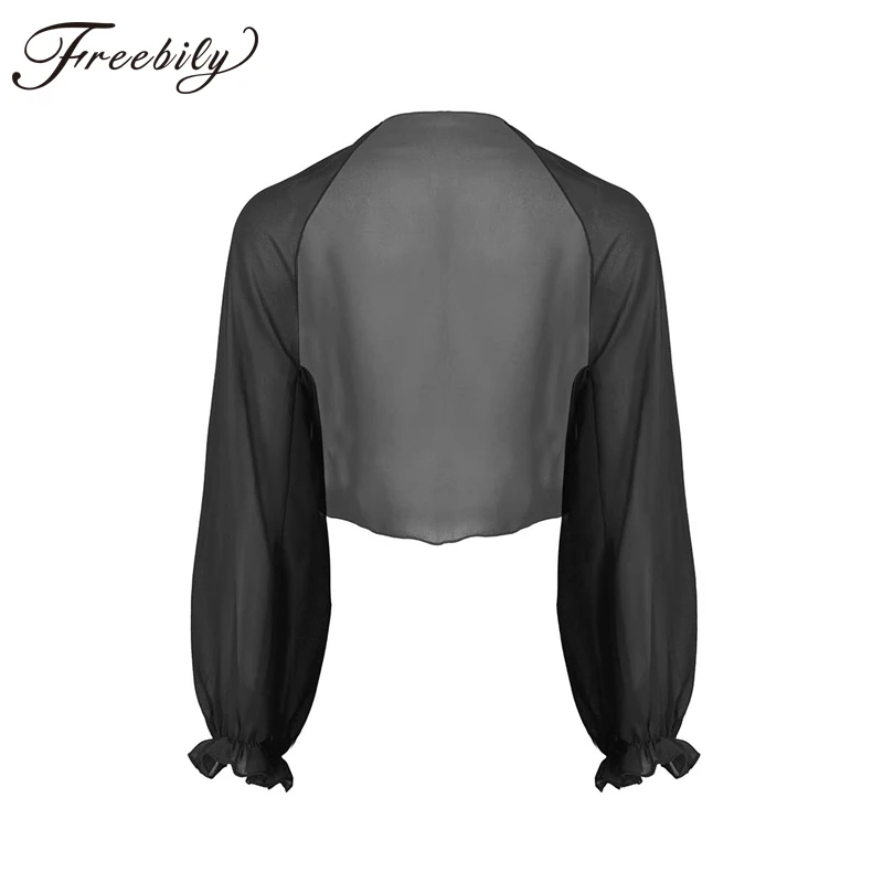 

Women's Lightweight Long Sleeve Open Front bolero shrug Chiffon Brand New solid color see through thin short coat jacket tops