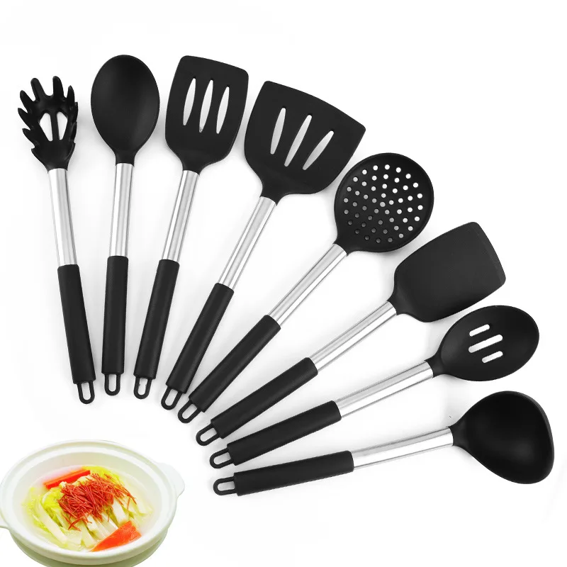 

1pcs Silicone Kitchenware Set Non-Stick Pan Cooking Spatula Spoon Wooden Handle Box High Temperature Resistance Kitchen Tool