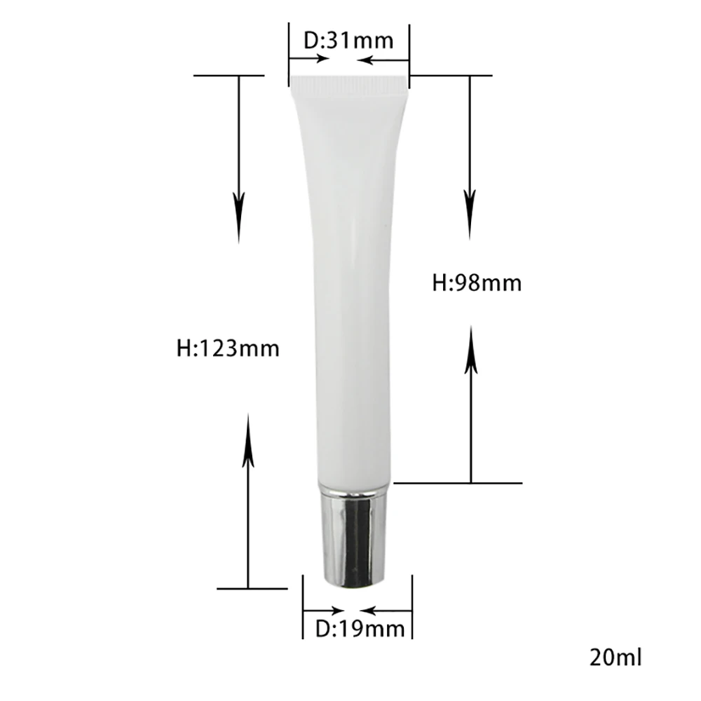 

Wholesale white cosmetic tube 20ml lotion cream plastic soft tube with lid 20g