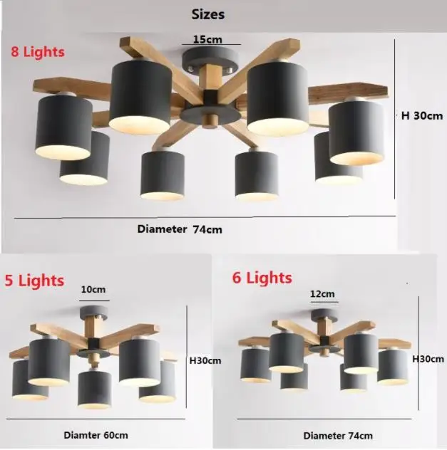 Imagem -04 - Iluminação Lustre Moderno Nordic E27 com Abajur de Ferro para Sala Estar Luminárias de Suspensão Lamparas Lustre de Madeira