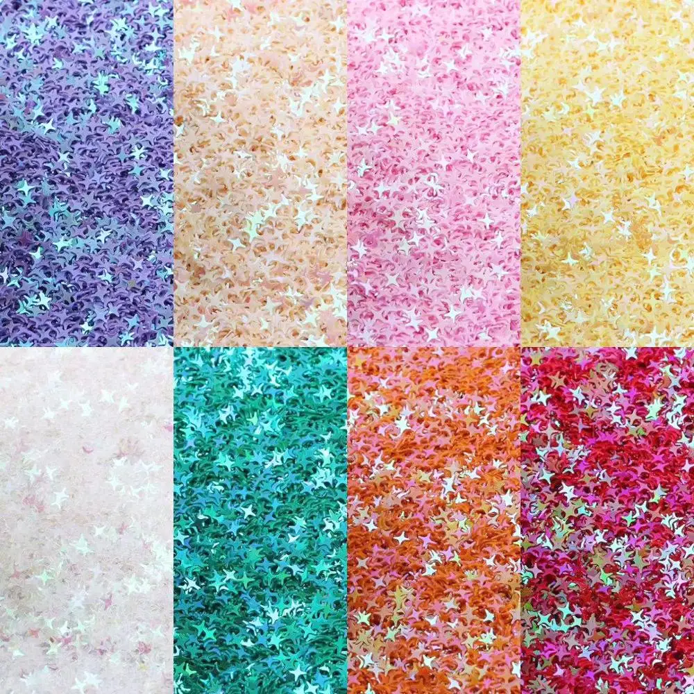 Atacado colorido 4mm glitter 4 pontos estrela flocos frouxos lantejoulas diy scrapbooking casamento prego lantejoulas decoração da arte