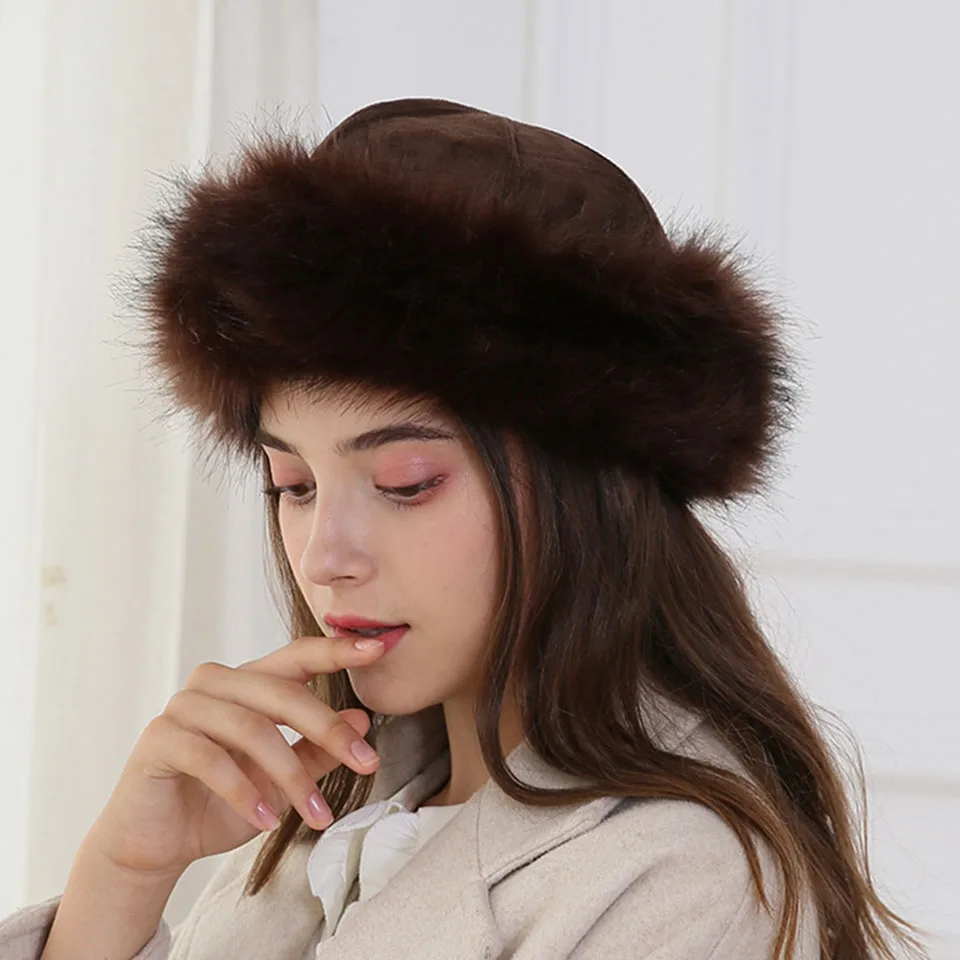 Neue Dicke Warme Russische Hut Damen Wildleder Bomber Hut Winddicht Frauen Pelz Hut Weibliche Mongolei Kappe Frauen Fuchs Pelz Skullies Beanies – Detail 2