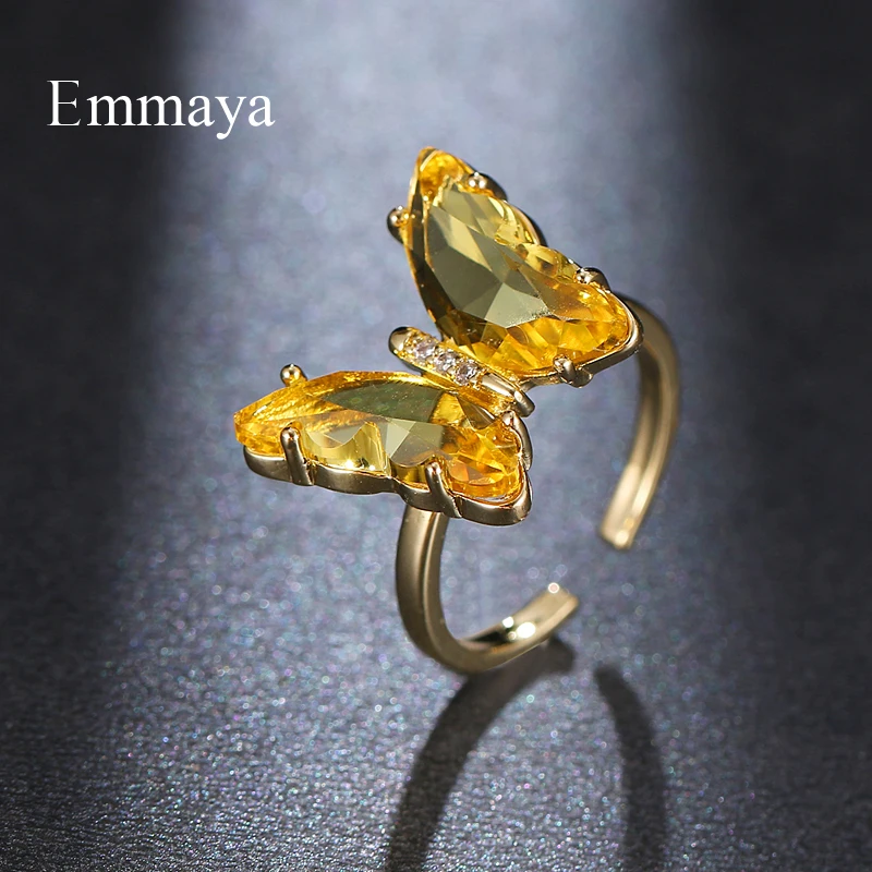 Emmaya Fascinating Butterfly Appearance Adjustable Ring Girls Gorgeous Decoration Fashion Party Multicolor Choice Fancy Jewelry