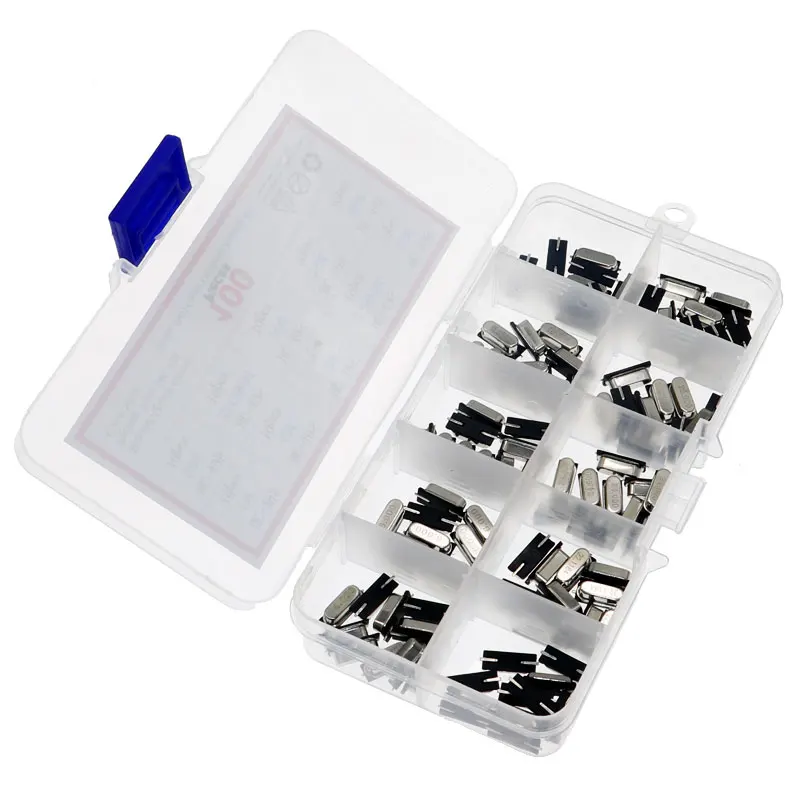 100pcs 10Values HC-49S Quartz Resonator SMD Crystal Oscillator Kit 4MHz 6MHz 8MHz 12MHz 16MHz 24MHz 25MHz 48MHz 2Pin