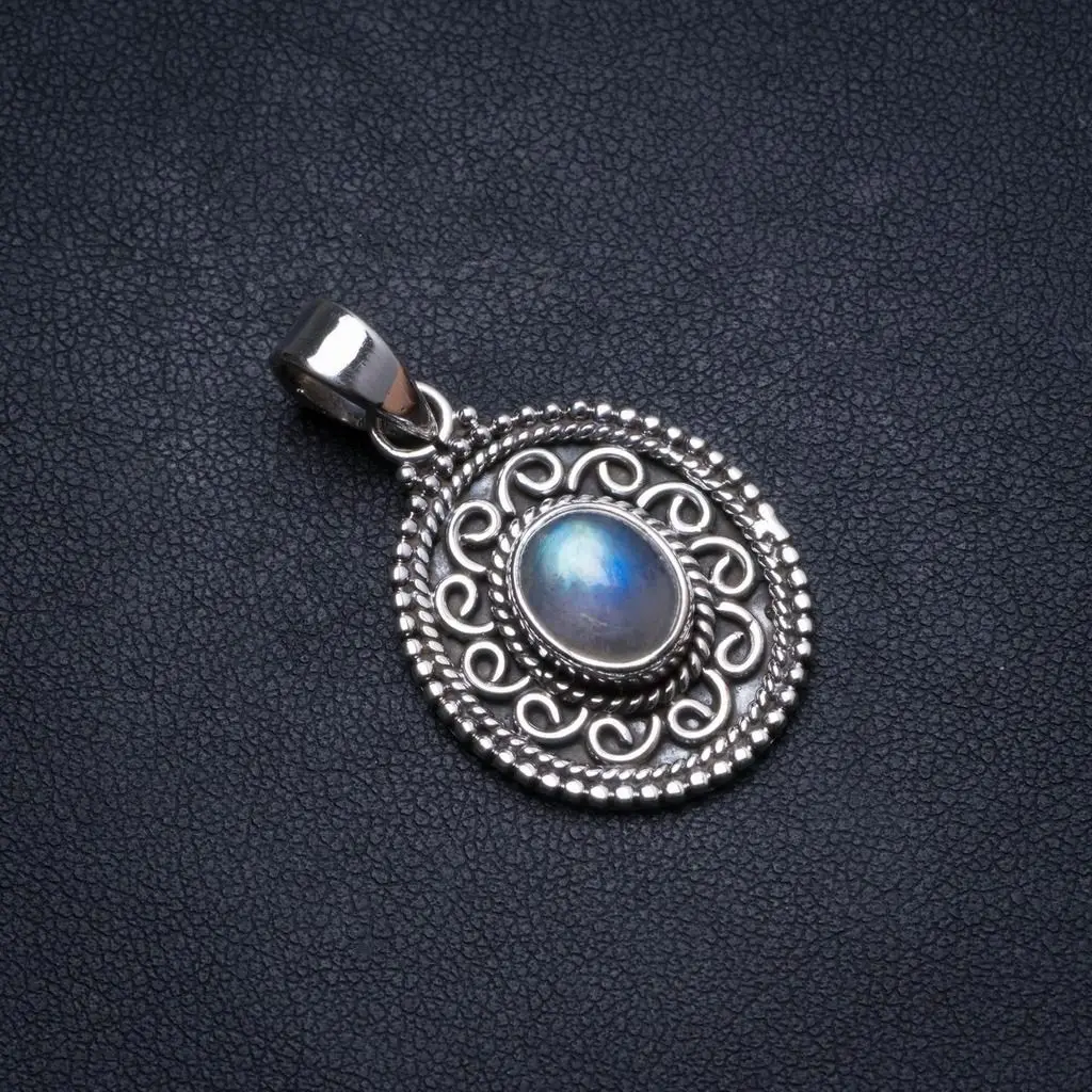 

Natural Rainbow Moonstone Handmade Unique 925 Sterling Silver Pendant 1.5" X1287