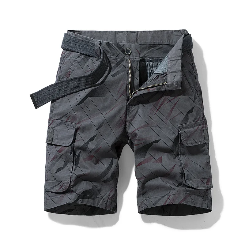 Men\'s Camouflage Cargo Shorts Red Summer Cotton Tactical 2022 Fashion Casual Multi-Pocket Short Pants Men Loose Army Military