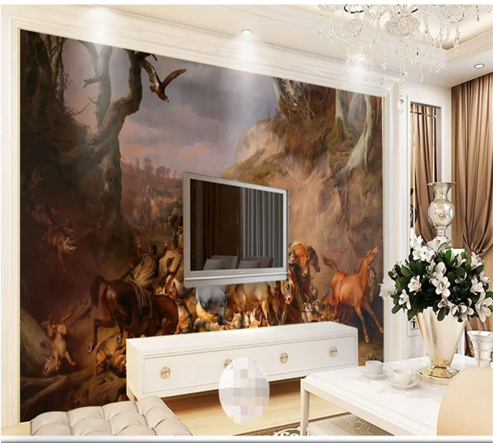 Custom wallpaper mural retro Napoleon White Horse TV interior background wall 3D/5D/8D optional