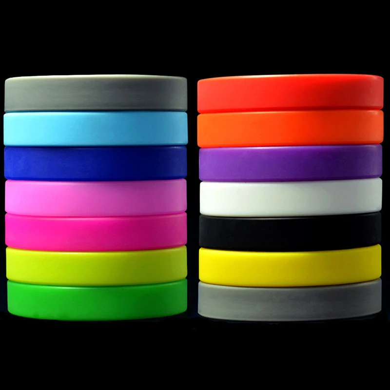 Pulsera de goma de silicona Flexible para hombre y mujer, brazalete deportivo para correr, informal, 12 colores, venta al por mayor, 1 unidad