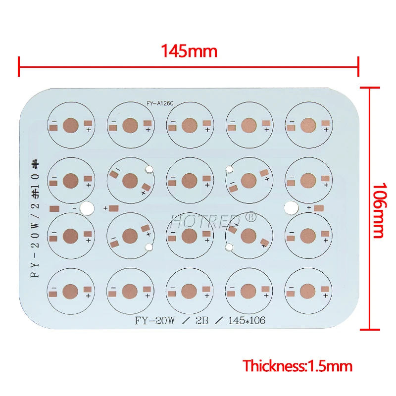 LED Aluminum PCB Board Base Plate Substrate For 1W 3W 20W 50W 60W Leds Chip Beads 145*106mm Radiator DIY For Lamp Flood Light