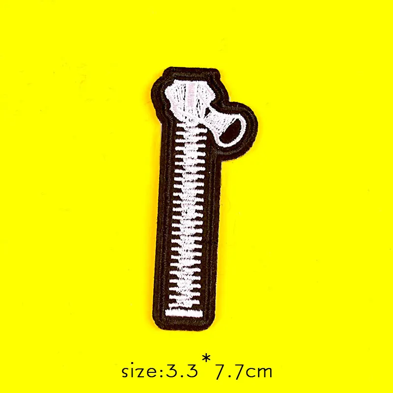 Set Zipper Patch Punk Patch Embroidered Patches For Clothing Black White Applique On Clothes Stickers Iron On Patch On Clothes