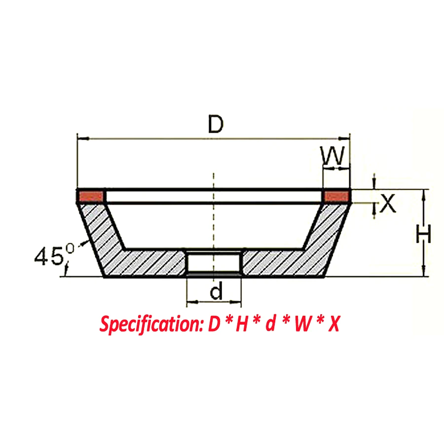 150X32X32X10X3 diamond grinding wheel cup 180 grit cutter grinder for carbide metal