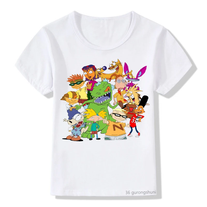 Cute and Fun NickToons Anime Cartoon Pattern Printed T-shirt Kids Clothes Summer Tops T Shirt Boy Girl Harajuku Short Sleeve