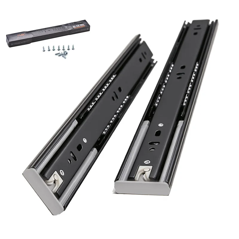 

Cabinet Sliding Rail 10"-20"Steel Drawer Slides Soft Close Track Cushioned Silent Closing Three Section Sliding Rails Axis Slide