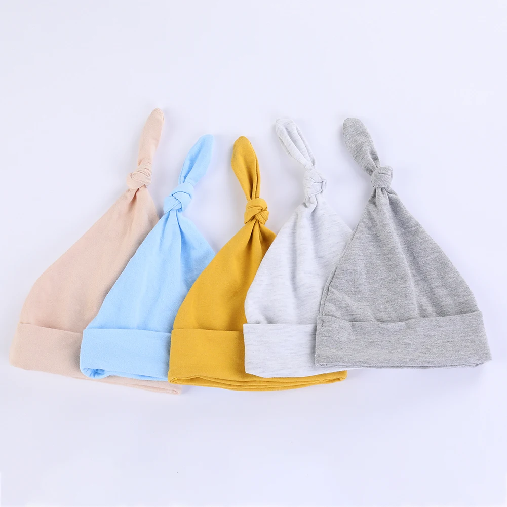 0-3M Cotton Newborn Baby Hats Boys Girls Sleep Caps Unisex Lovely Infant Hospital Beanies DIY Adjusted Bonnet Photography Props