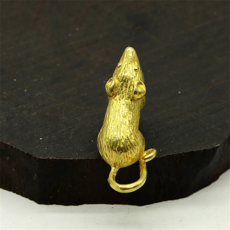Copper Lucky Rat Miniature Figurines Ornaments Desktop Decoration Accessories 2020 New Year Brass Zodiac Mouse Keychain Pendants