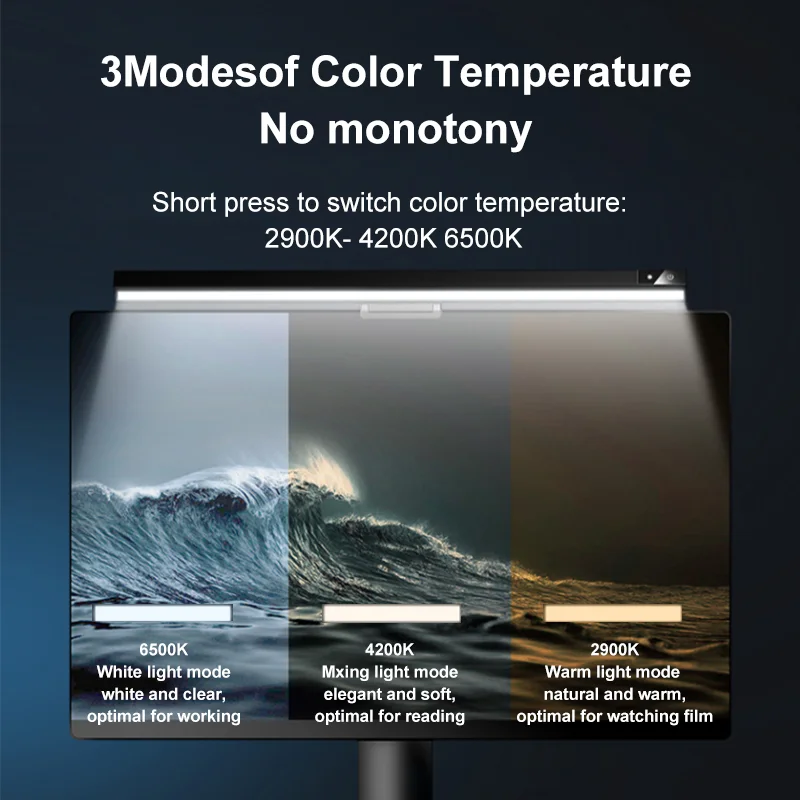 LAOPAO-lâmpada de mesa para computador e laptop, escurecimento stepless, pendurado monitor LCD luz, estudo de leitura luz, 3 cores